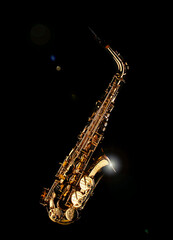 Fototapeta na wymiar saxophone on black background