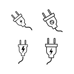 Electric plug line icon vector