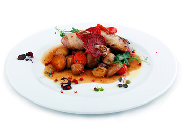 Potato and chicken with tomatoes