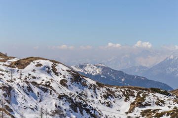 Dolomites Alps mountains in spring in Italy, Madonna di Campiglio (TN)
