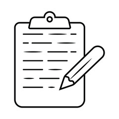 Checklist line icon. Report with pencil vector