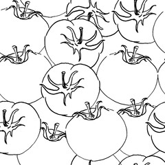vector seamless of a mess of tomatoes doodle style. hand drawn