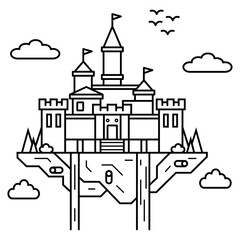 Fototapeta premium Children fairy castle icon, cartoon castle