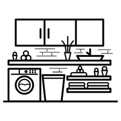 Kitchen vector icon, line style