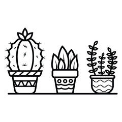 Doodles Cacti in a flower pot