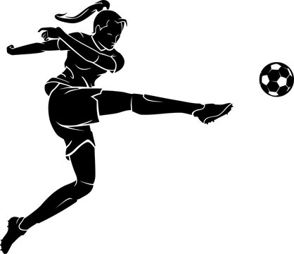 Super Kick Soccer Female Athlete Silhouette