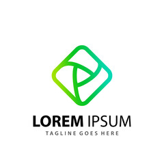 Abstract Colorful Round Square Media Play Logo Design Template Premium Vector