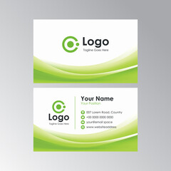 abstract blurry green wave business card design, professional name card template vector