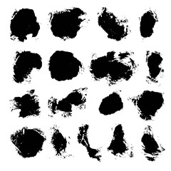 Abstract black vector spots of ink on white background