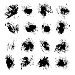 Abstract black vector spots of ink on white background 2
