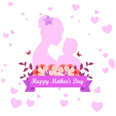 Happy Mother's Day vector design. Elegant woman and child concept vector illustration.