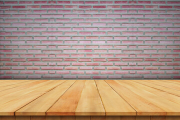 Brick wall and wooden floor brown background