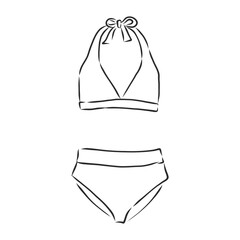 beautiful woman bodies in bikini vector illustration . swimsuit, vector sketch illustration