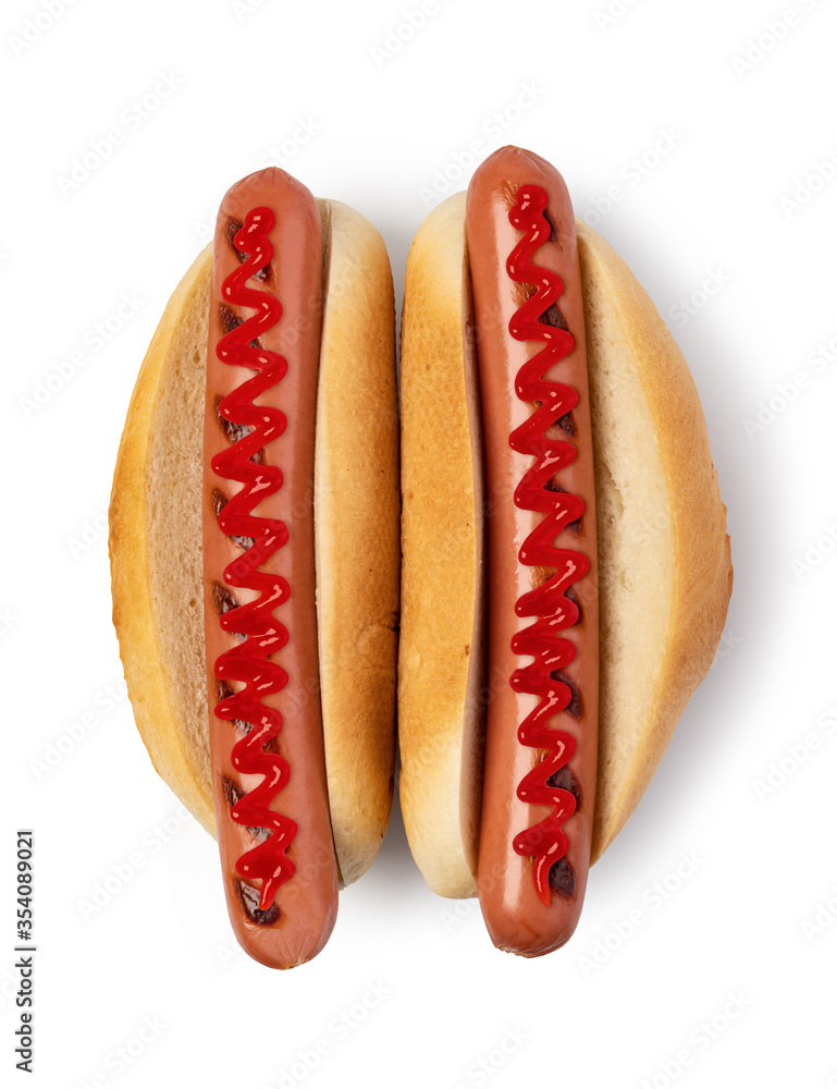 Canvas Prints hot dog with ketchup on white