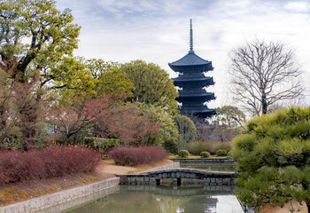 Fototapeta premium Toji Pagoda in kyoto, Japan in winter