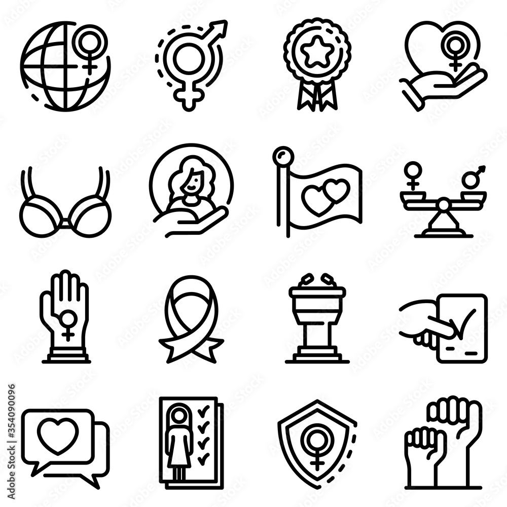 Poster empowerment icons set. outline set of empowerment vector icons for web design isolated on white back