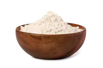 bowl of flour on white background