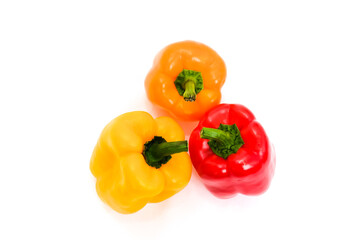 Variety of colorful red, green, yellow paprika bell peppers, Healthy eating food