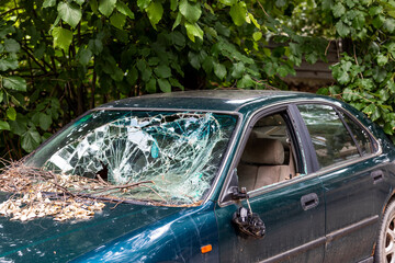 Fototapeta na wymiar Car damage broken glass.