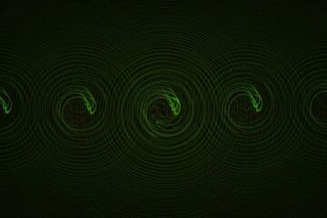 Green spirals from lines, abstract background for design.