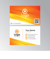 abstract geometric orange yellow business card design, professional name card template vector