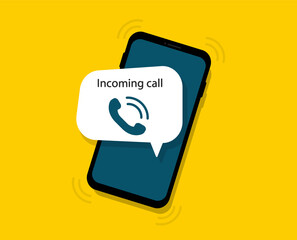 Incoming Call Notification on Phone. Smartphone call. Flat style.