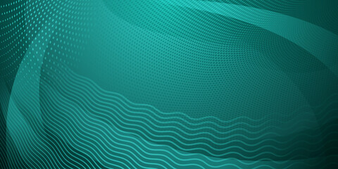 Abstract background made of halftone dots and curved lines in turquoise colors