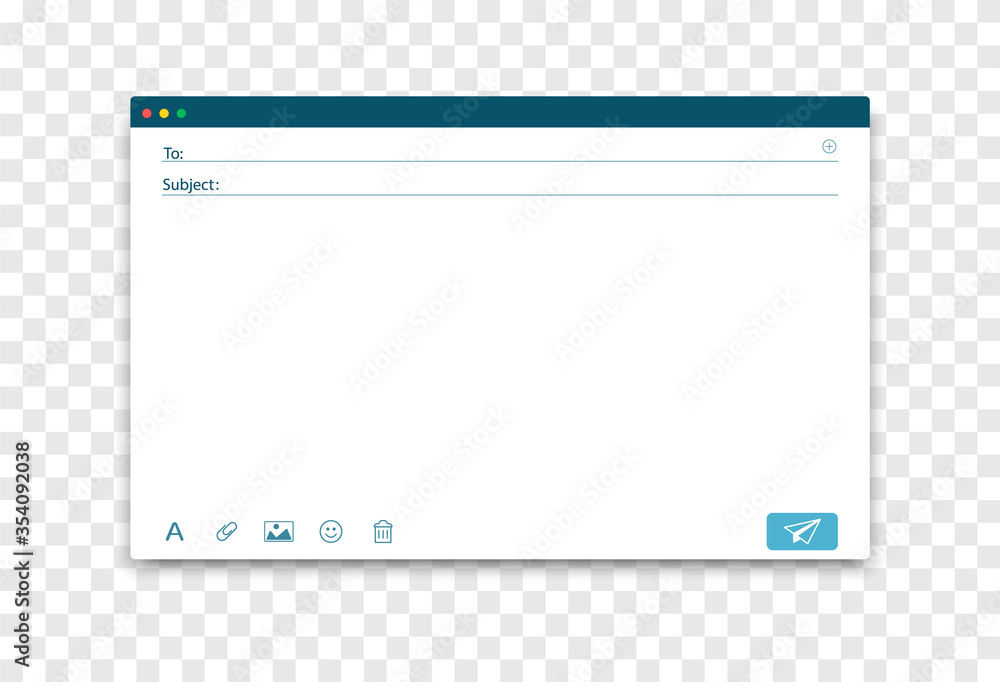 Poster e-mail blank template. internet email interface for mail message. e-mail window.