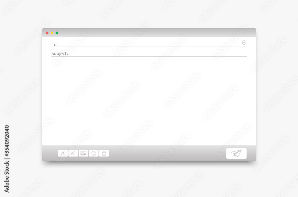 Poster e-mail blank template. mockup mail window. internet email. interface for mail message.