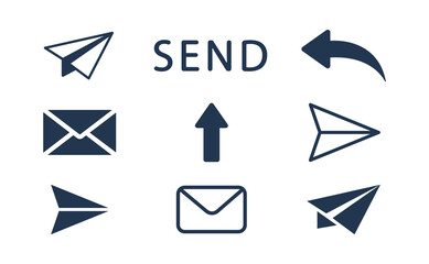 Icons to the send a message. Send icons. Mail icons. Vector illustration. - obrazy, fototapety, plakaty