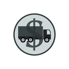 Truck sale icon, truck in a circle, vector illustration
