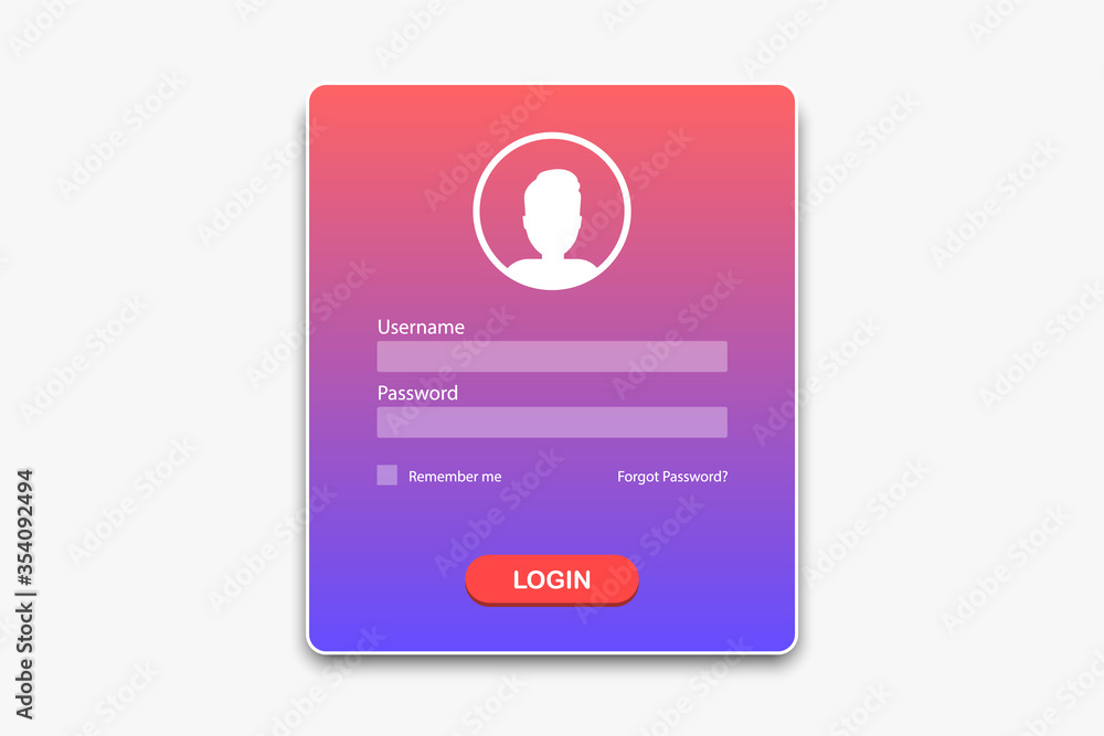 Poster interface for authorization. username and password. mockup data to login.