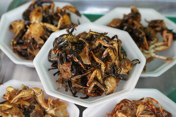 Crab, shrimp, fish, fried for food