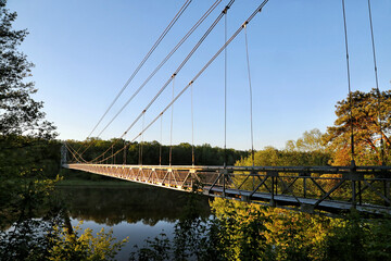 Suspension bridge over the Neman river in the city of Bridges, Belarus