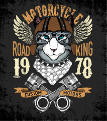 Motorcycle vector typography. Cool animal for t-shirt graphics, vectors.