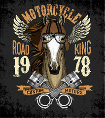 Motorcycle vector typography. Cool animal for t-shirt graphics, vectors.