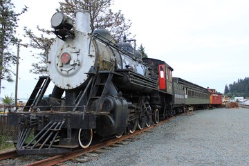 Old steam train. Steampunk. USA.