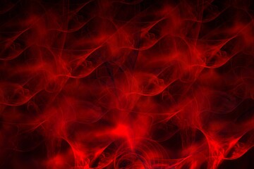Red smoke and flames in waves, abstract background for design.