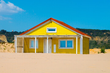 Costa de Caparica is the famous tourist destination, with the typical tiny colorful house, big sandy beaches, and the ocean waves.
