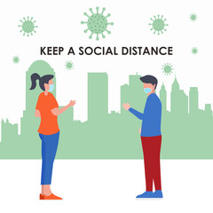 Keep a Social distancing, Social distance in New normal Concept. New normal lifestye concept. After Outbreak .