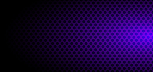 Banner template abstract black circles pattern halftone style on purple gradient background