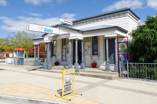 Beaconsfield, Tasmania, Australia: March 31, 2018: Beaconsfield Newsagent Selling Newspapers And An Array Of Daily Products, Also An Outlet For Tatts Lottery And Scratch Cards.