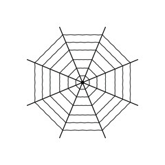 Fototapeta premium Spider web on white background. Black and white color. Stock vector illustration on white isolated background.