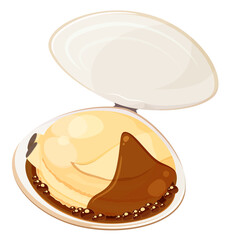 ハマグリの海鮮焼きイラスト_醤油_沸騰