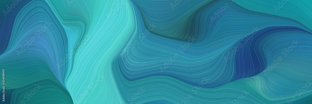 Poster beautiful and smooth modern waves background design with teal blue, medium turquoise and dark slate 