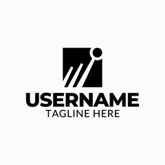 Fototapeta premium Black rectangular abstract logo design.