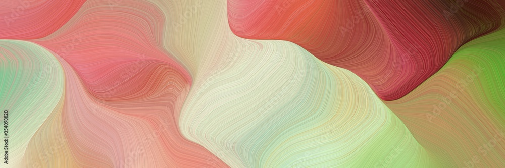 Poster beautiful and smooth modern curvy waves background design with tan, brown and moderate red color