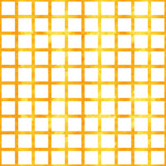 Simple square tartan abstract seamless pattern. Watercolor gold texture on white. Perfect for wraping paper, gift box, fabric, textile, print, packaging, holiday crockery, festive and other design