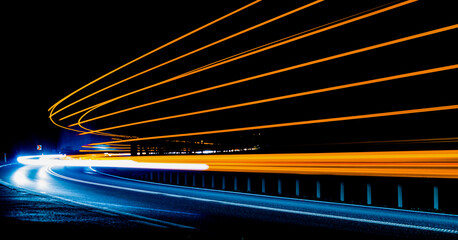 lights of cars with night. long exposure