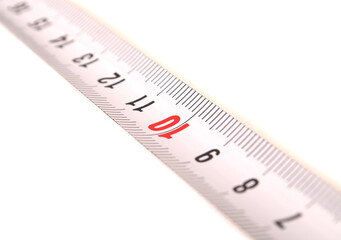 fragment of measuring tape on a white background
